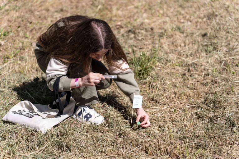 Ragazza intenta all'attività in campo
